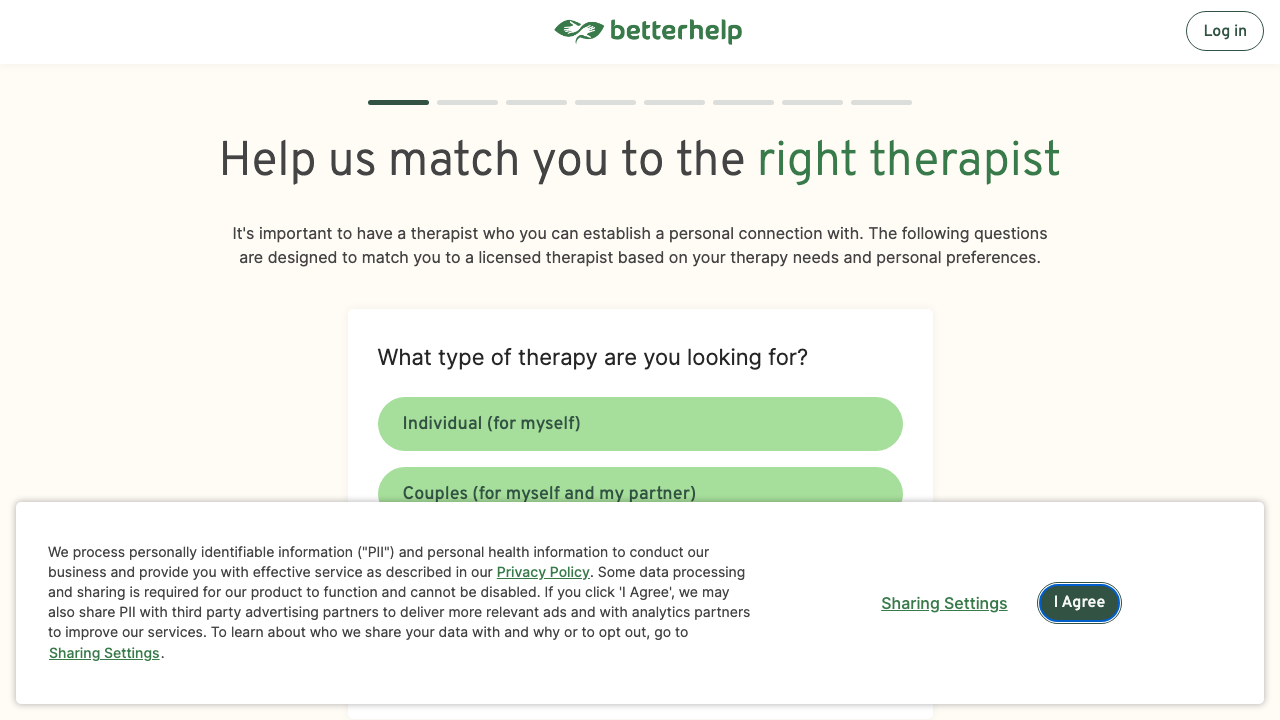 Betterhelp landing page