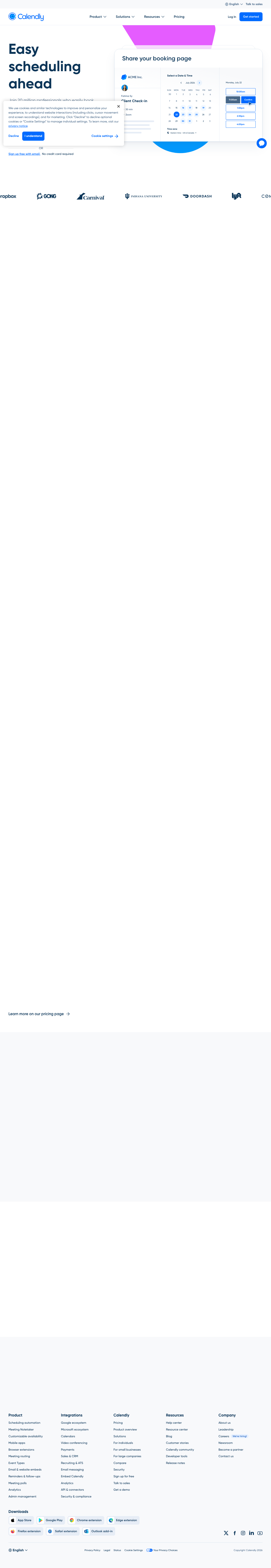 Calendly landing page