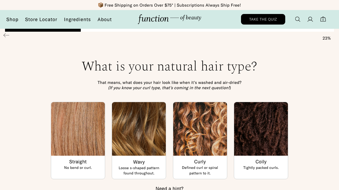 Step 6: Quiz Hair Type