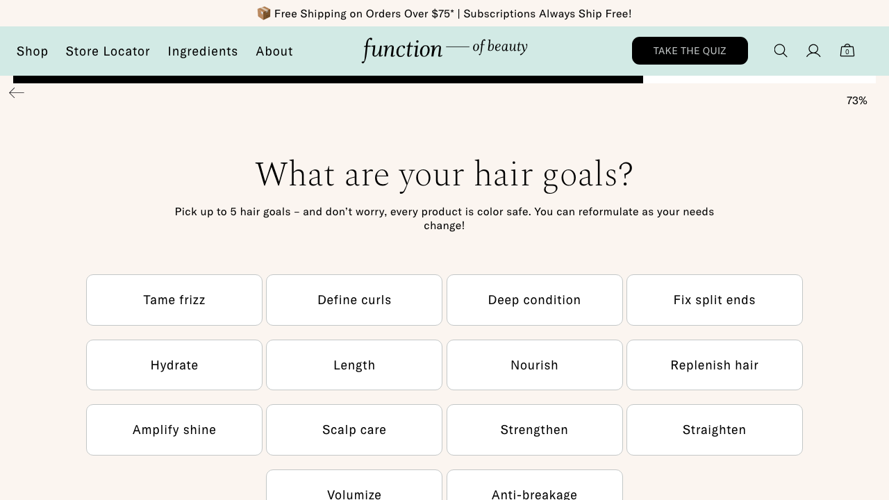 Step 17: Quiz Hair Goals Select