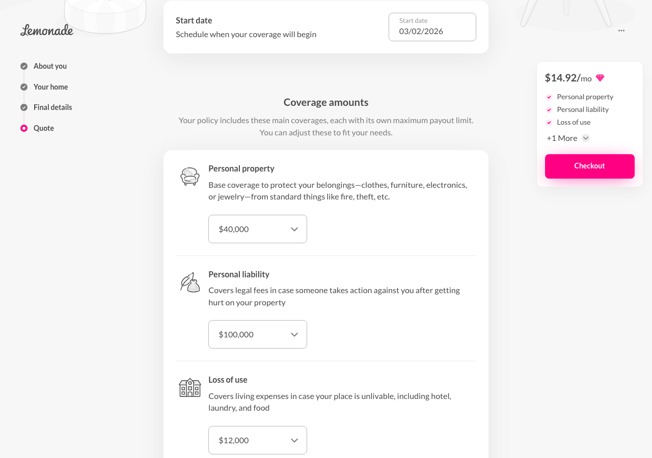 Step 15: Quote Coverage Amounts
