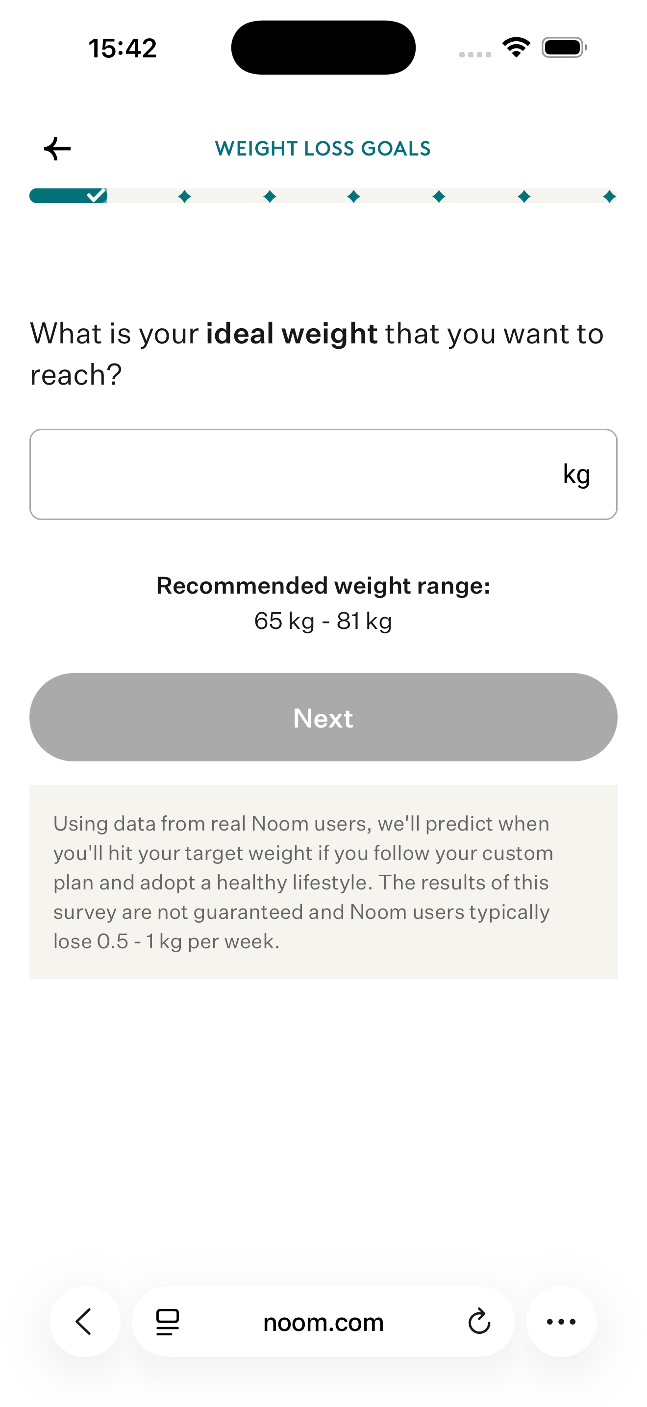 Step 12: Quiz Goal Weight