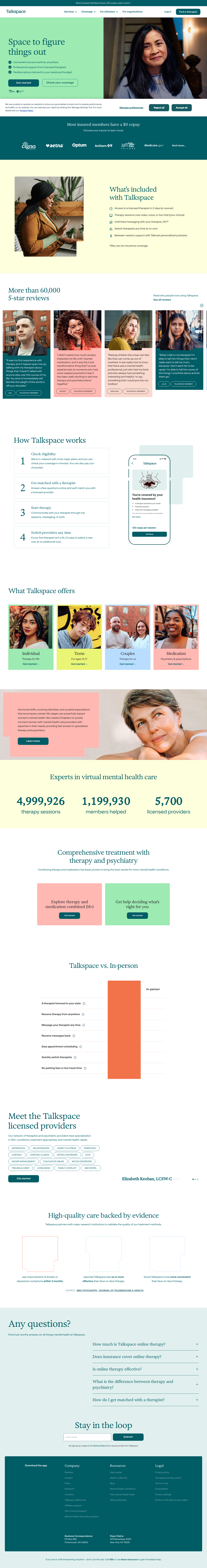 Talkspace landing page