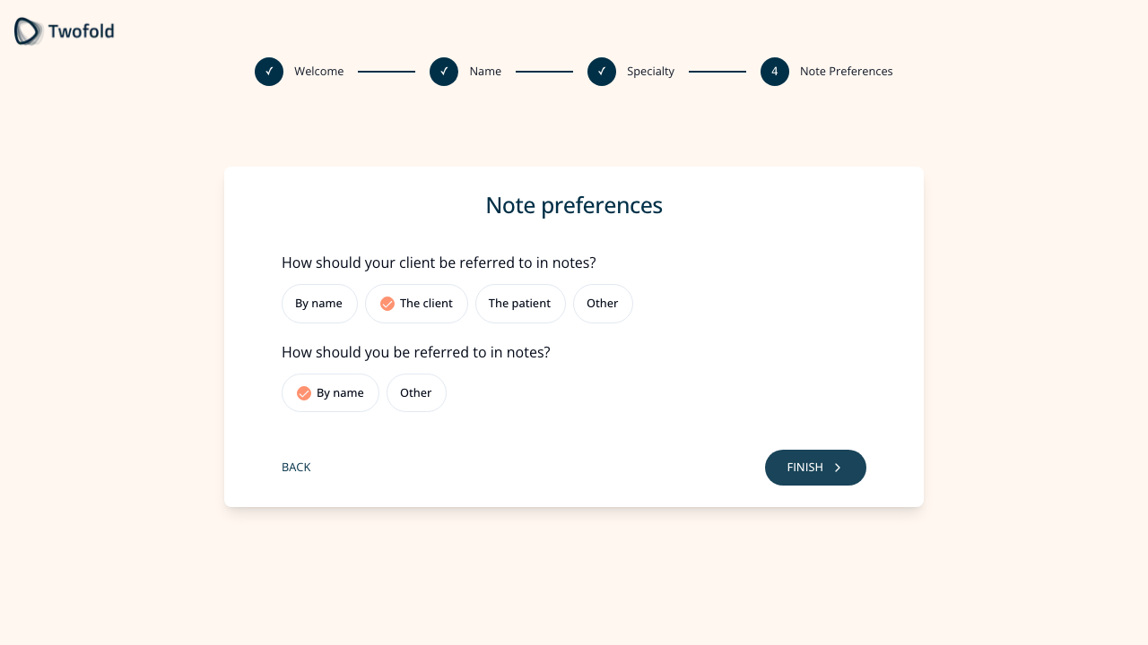 Step 13: Onboarding Note Preferences
